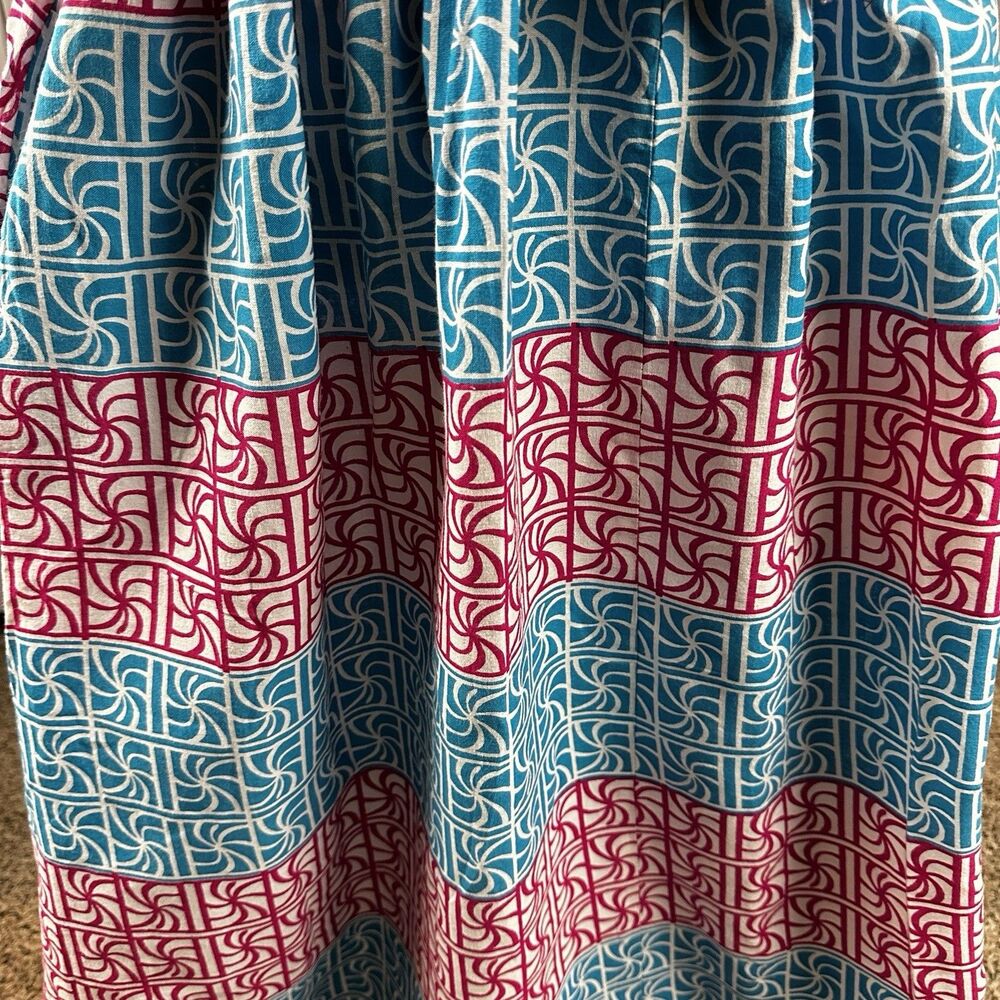 Jackpot Women's Free Size African Print Maxi Skirt Blue Pink White Front Tie Bow - Picture 8 of 8